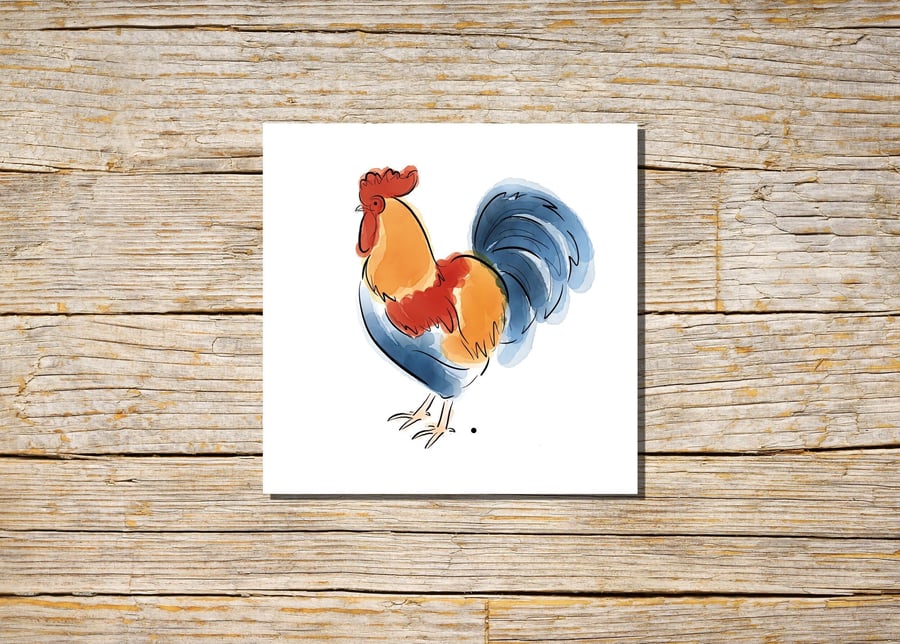 Rooster Greeting Card, Cockerel Card, Farm Animals, Farm Card, Roosters, Farm