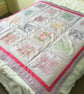Single Bed or Lap Quilt. Floral Stitching Designs, Gift for Lady or Young Girl. - Image 3