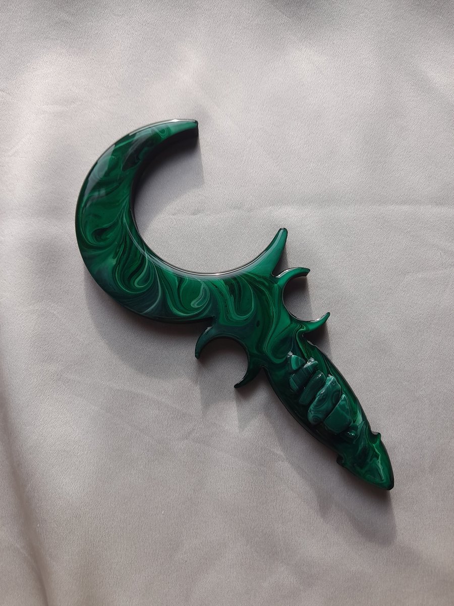 Custom For Georgina - Malachite Crescent Moon boline Dagger