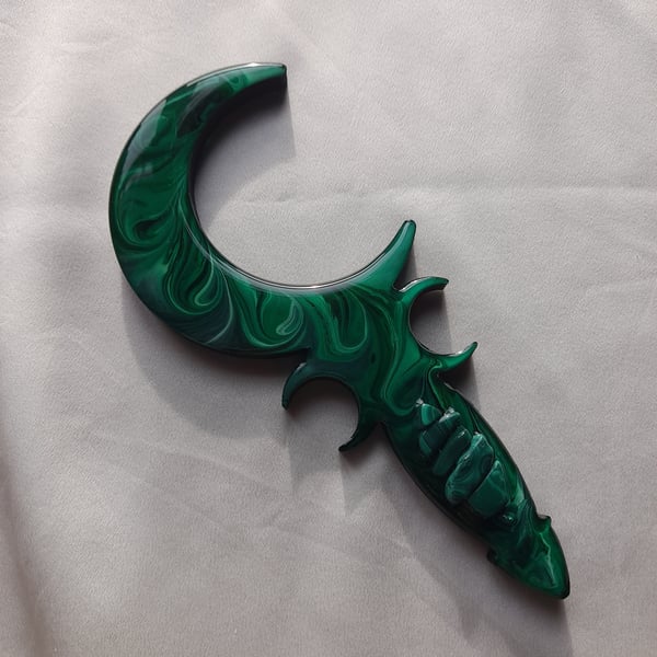 Custom For Georgina - Malachite Crescent Moon boline Dagger