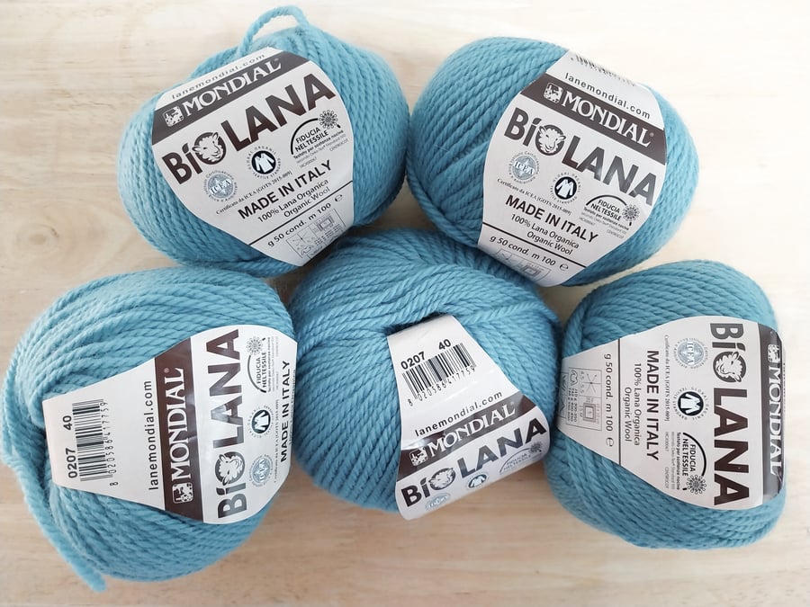 250g MONDIAL BIO LANA Organic Wool Duck Egg shade 204