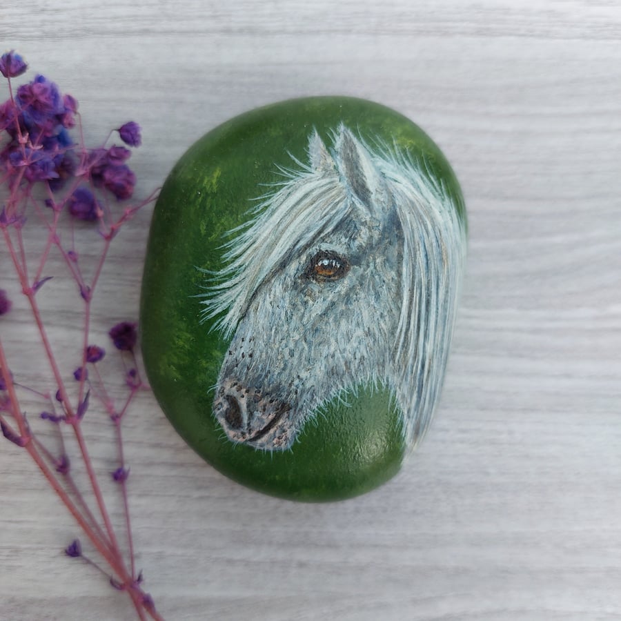 Eriskay Pony OOAK Hand Painted Pebble. Unique Gift For Native Pony Lovers
