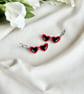Red Heart Sunglasses Acrylic Earrings -  Retro Hoop Dangles - Image 3