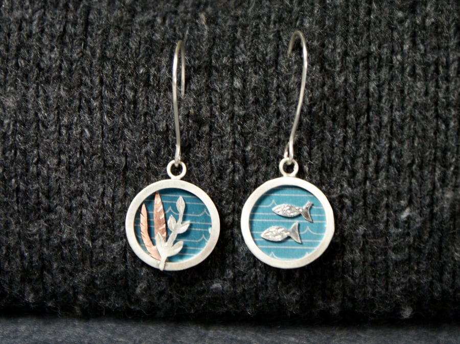 Little fishy mismatched earrings