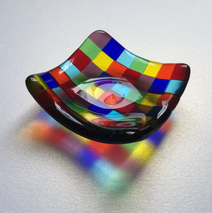 Fused Glass Trinket Dish or Candle Holder