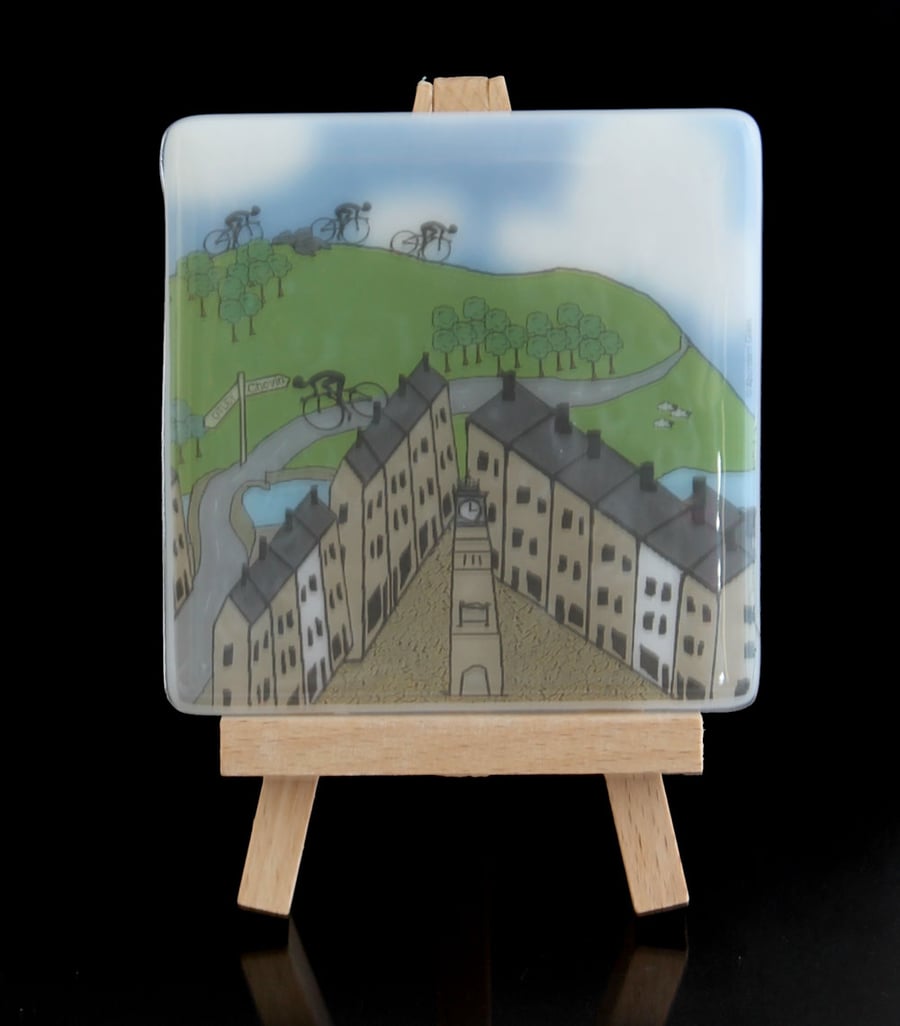 Otley Glass Cyclists Coaster