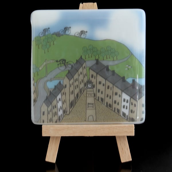 Otley Glass Cyclists Coaster
