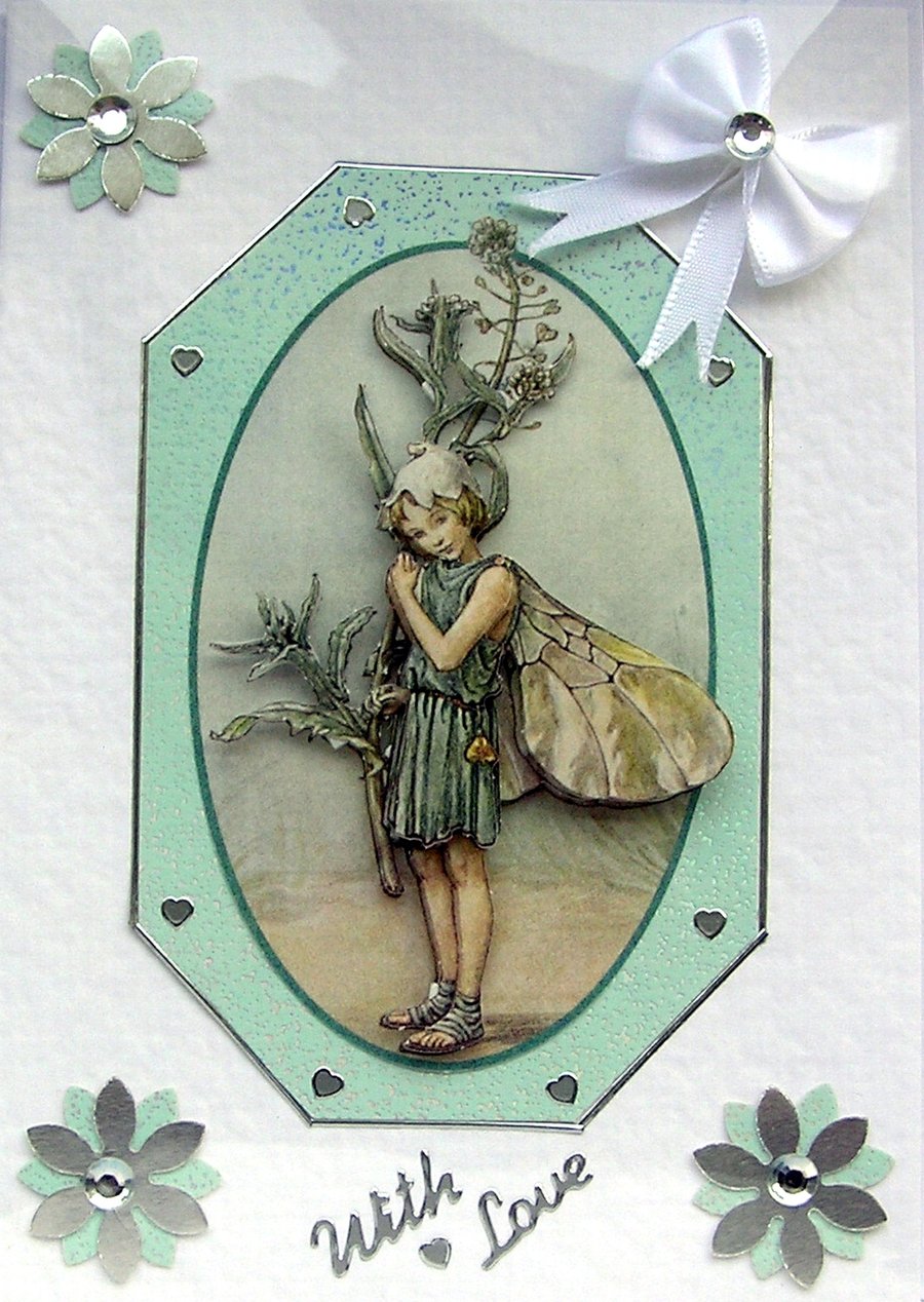 Fairy Hand Crafted 3D Decoupage Greeting Card - With Love (2545)