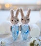 Easter Bunny ornament, miniature rabbit doll, blue outfit