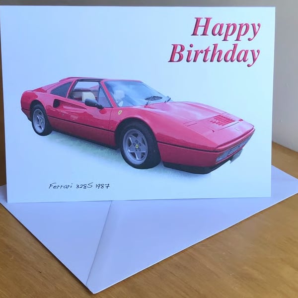 Ferrari 328 GTS 1987 - Birthday, Anniversary, Retirement or Plain Card