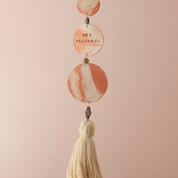 Clay Wall Hanging in Terracotta & Cream Marble Effect