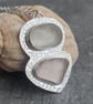 Pink and white seaglass necklace, Pastel pendant, Gift for beach lover - Image 4