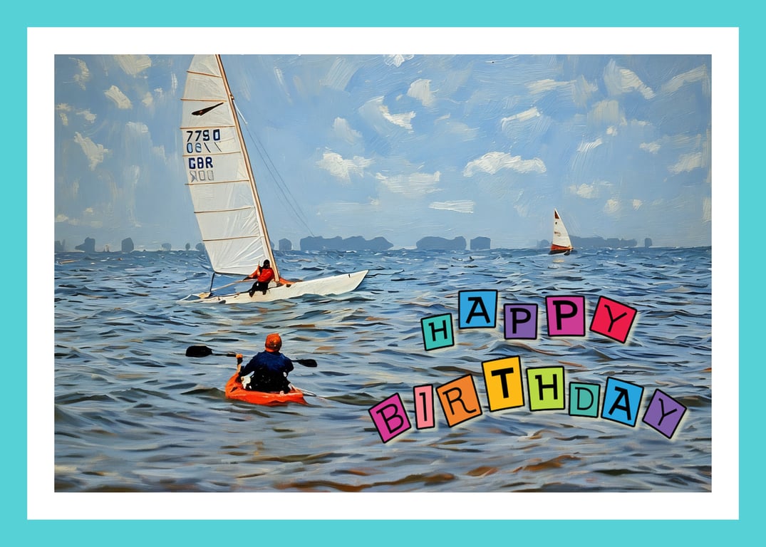 Snettisham Beach Boats Sailing A5 Greeting Card Happy Birthday 