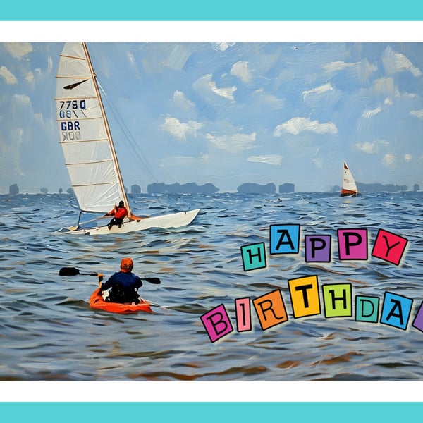 Snettisham Beach Boats Sailing A5 Greeting Card Happy Birthday 