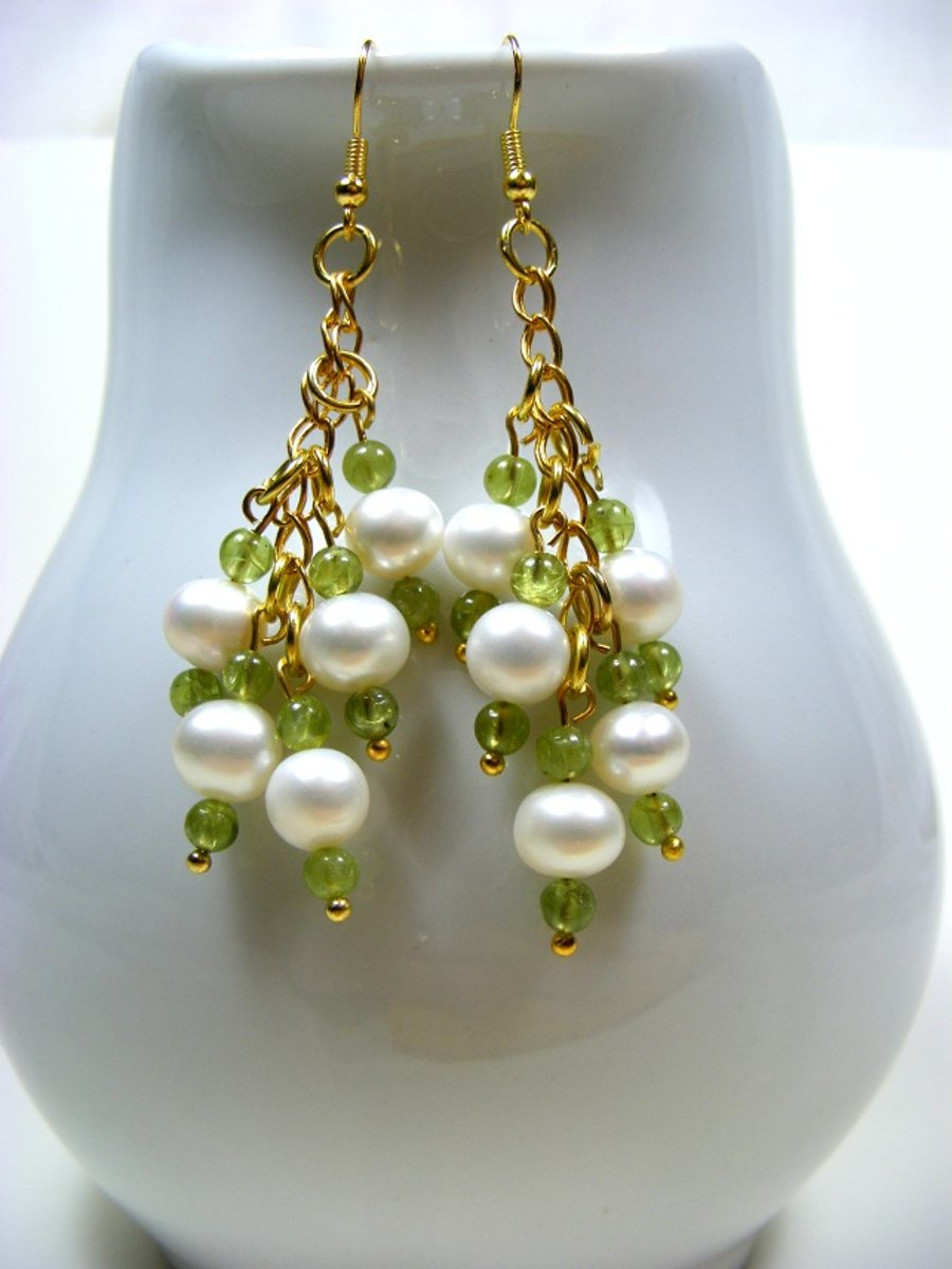 Peridot and Freshwater Pearl Earrings