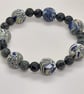 Navy and sage polymer clay bracelet - Image 2