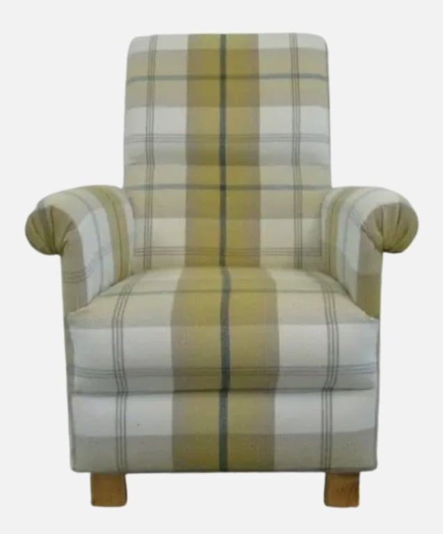 Kids Ochre Chair Porter Stone Balmoral Tartan Check Children's Armchair Ochre