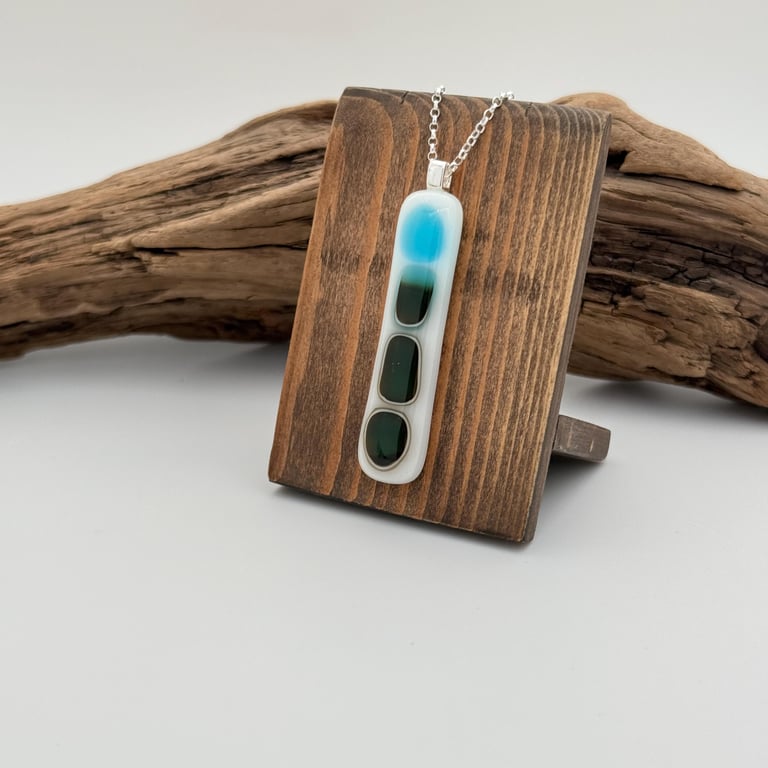 Fused Glass Pendant with Sterling Silver Chain