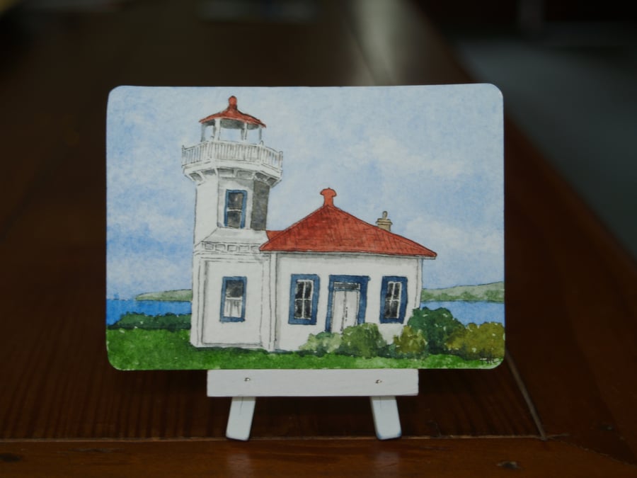 ACEO Original watercolour Mukilteo Lighthouse, Washington