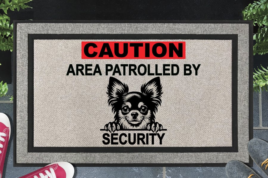 Chihuahua Security Door Mat No.1 -  Chihuahua Welcome Mat - All Weather 45x70cm 