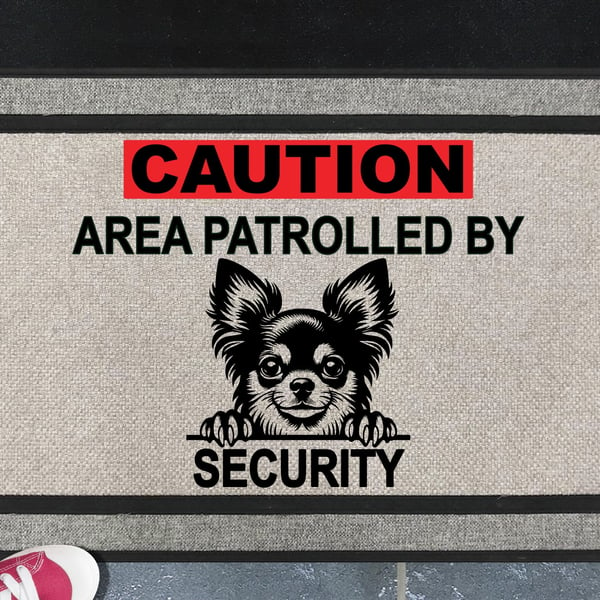 Chihuahua Security Door Mat No.1 -  Chihuahua Welcome Mat - All Weather 45x70cm 