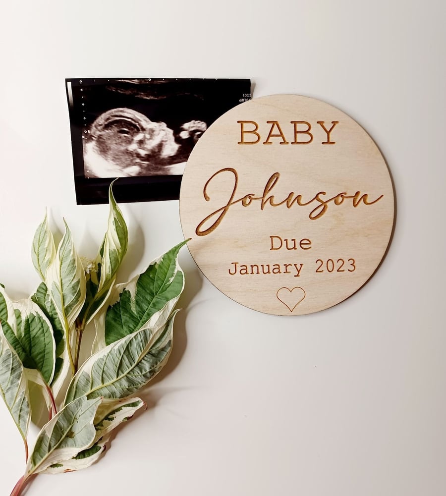 Custom Pregnancy Announcement Plaque, Baby Due, Baby Name Sign, Coming Soon