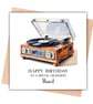 Vinyl Record Player Happy Birthday Card