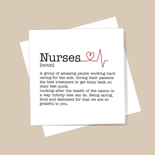 Nurses Definition Card - Thank you. Free delivery