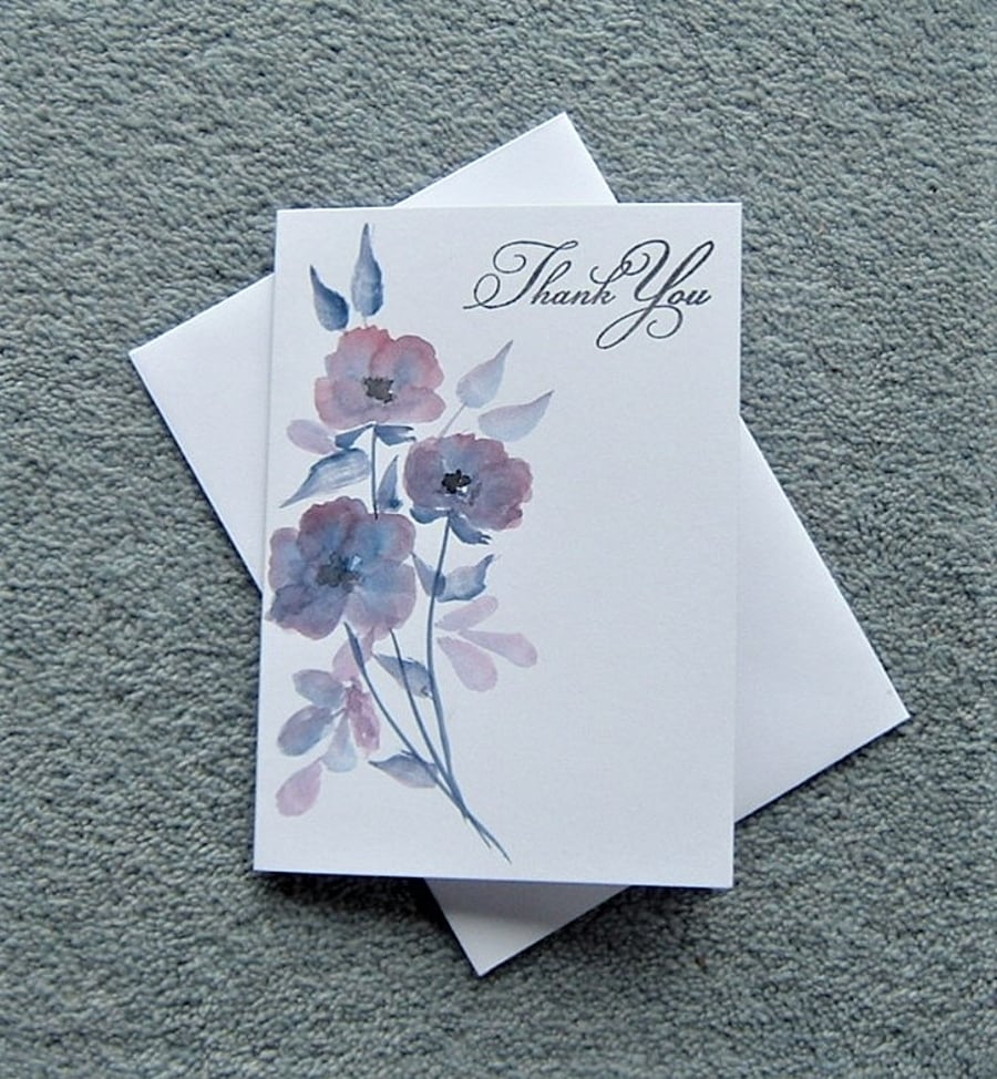 thank you card hand painted original art greetings card ( ref F 172 )