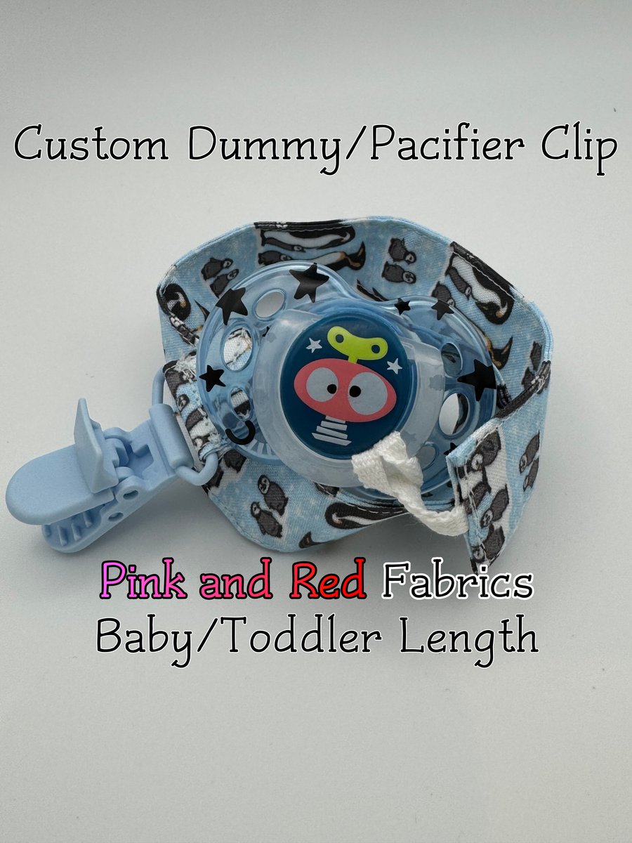 Custom (Pink &Red Colours) SHORT LENGTH-BABY-Toddler 100% cotton pacifier clips
