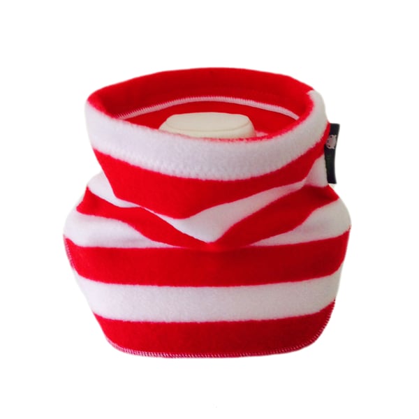 Handmade RED STRIPE Fleece UNISEX NECK WARMER DUDE SNOOD Kids SCARF