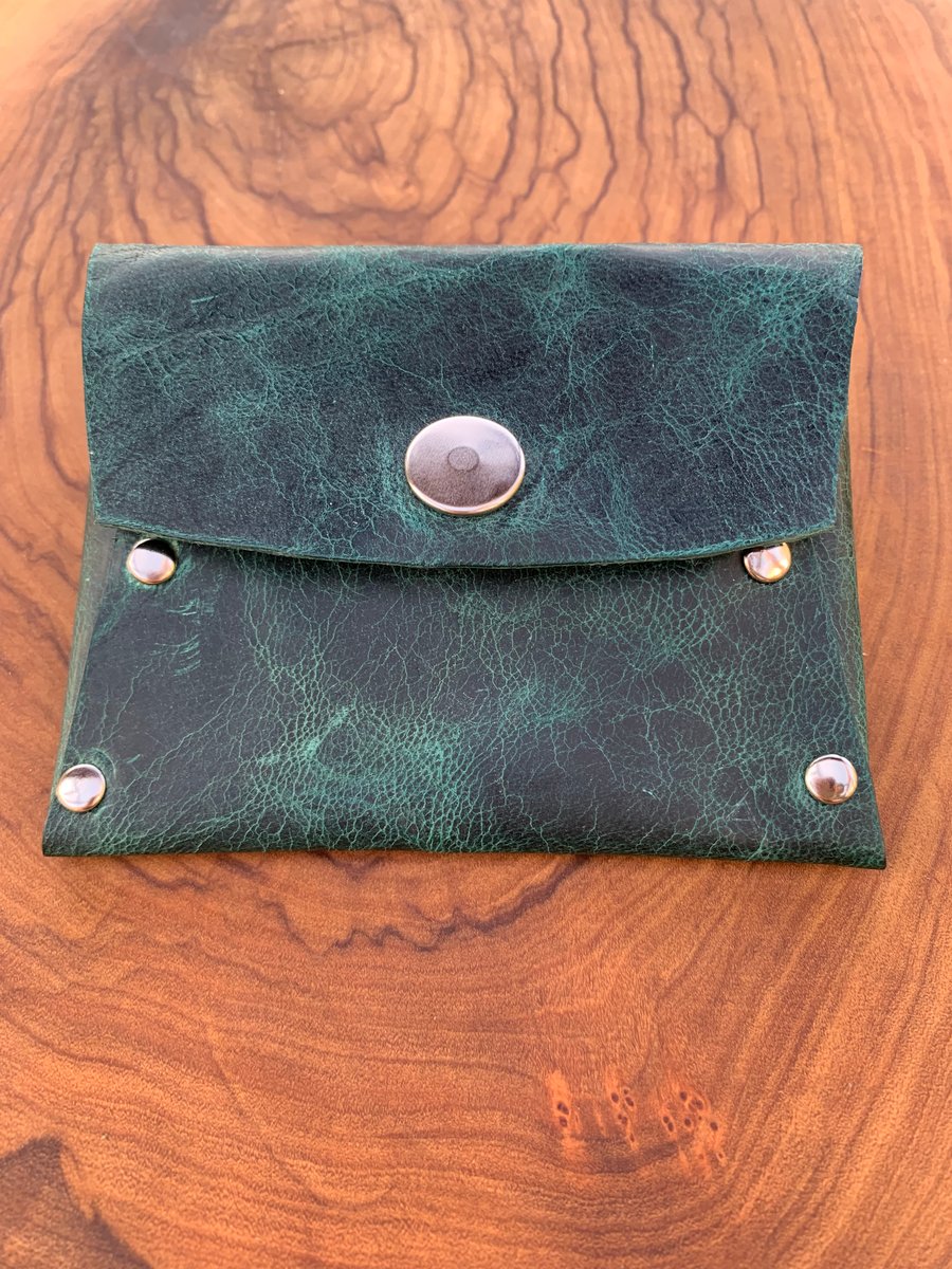 Leather purse in teal 