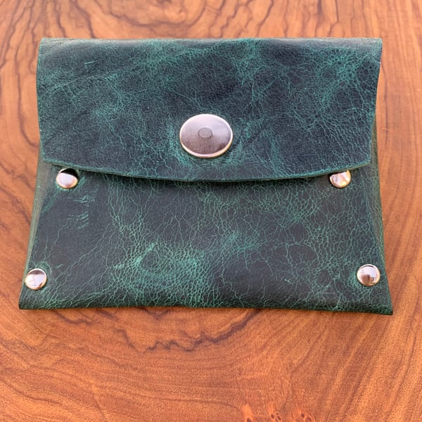 Leather purse in teal 