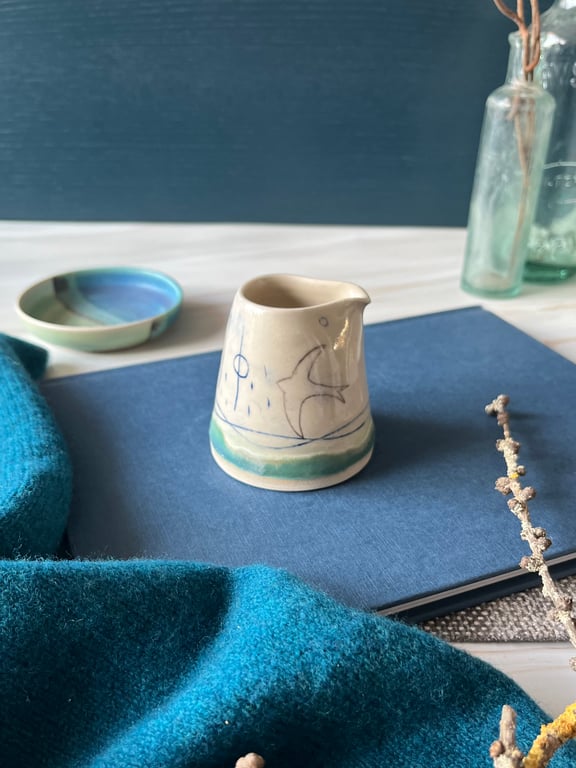 Ceramic handmade pourer jug - Swift mustard moon