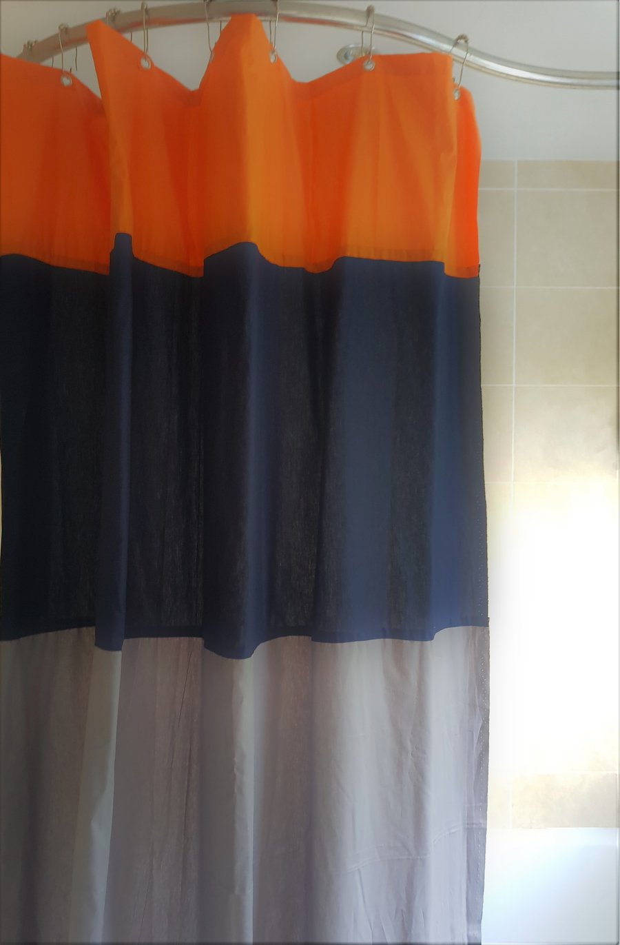 Nautical Organic Cotton Shower Curtain, washable non-waxed
