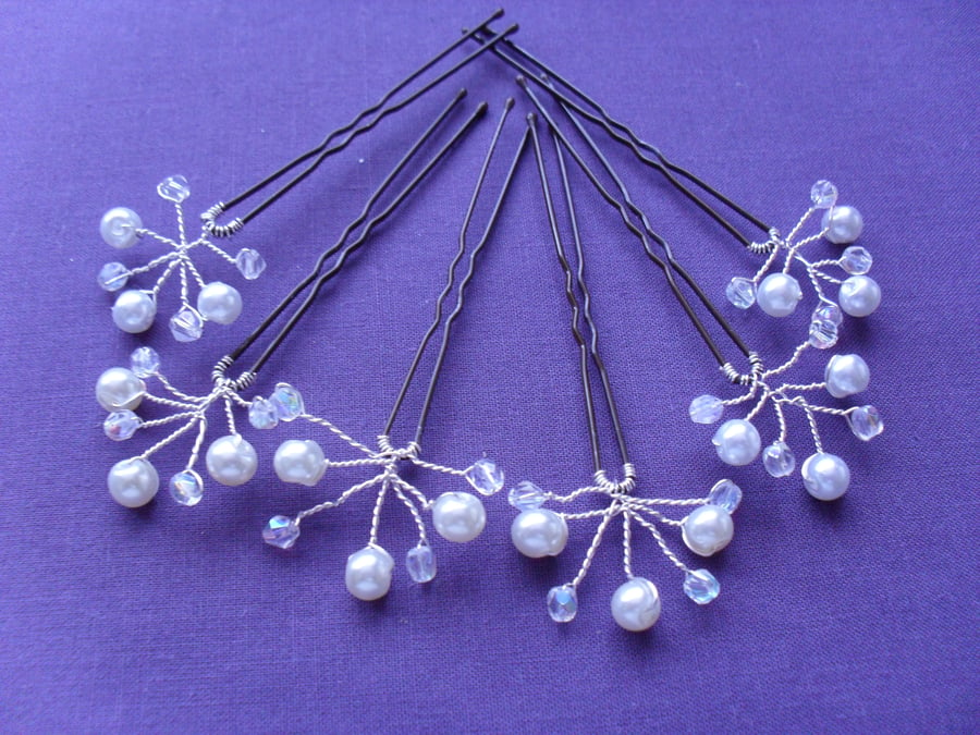  Sale was 12.00 now 7.50 Crystal and Glass Pearl Hair Pins