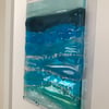 Blue and turquoise fused glass seascape 