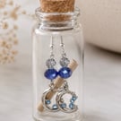 Blue Moon Crystal Earrings in a  Message Bottle 