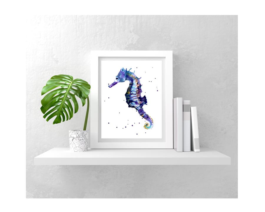 Seahorse Watercolour Print - slips into any frame