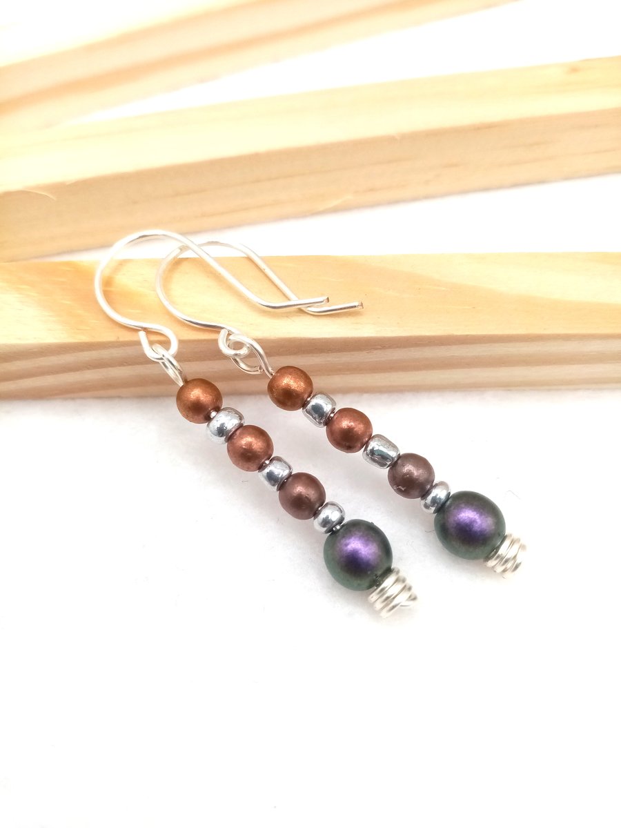 Czech Glass Bead Drop Earrings, Gifts for her Christmas, Free Postage 