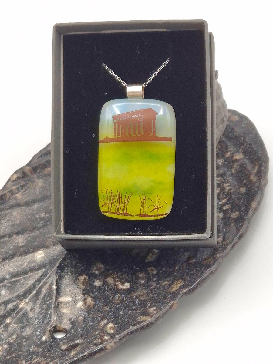 Penshaw Monument, Fused Glass Pendant with Sterling Silver Findings