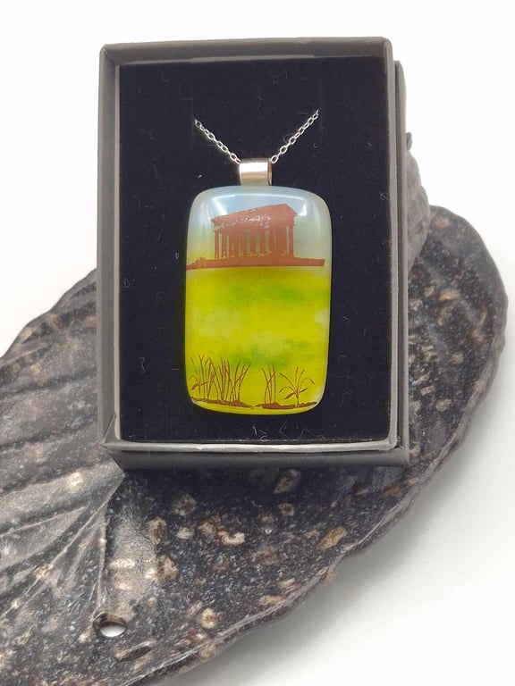 Penshaw Monument, Fused Glass Pendant with Sterling Silver Findings