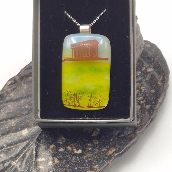 Penshaw Monument, Fused Glass Pendant with Sterling Silver Findings