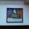 Reserved for Jill, Teeny Tiny Snowy Winter Village, Stained Glass Panel
