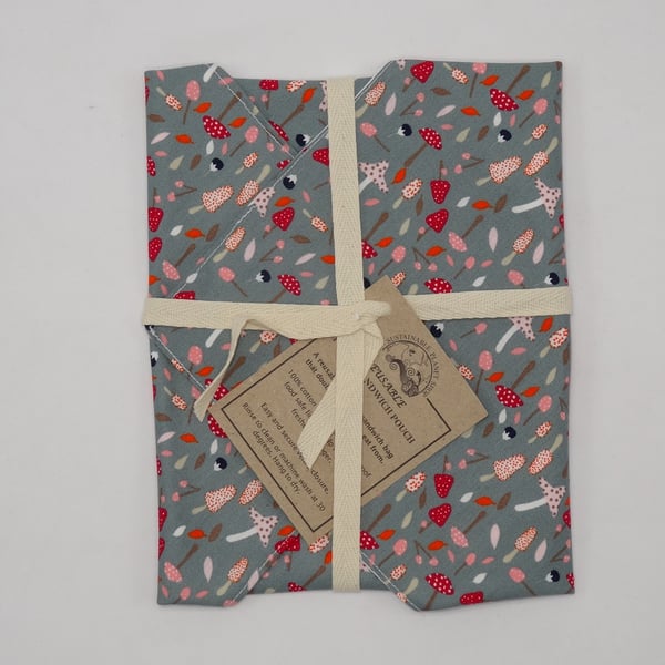 Reusable Folding Sandwich Bag - Wild Mushrooms - Eco Friendly 