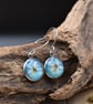 Blackthorn Flower Resin Earrings, Blue, 304 Stainless Steel, Made in Scotland