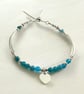 Blue Neon Apatite Gemstone Bracelet with Sterling Silver Heart Charm  - Image 8