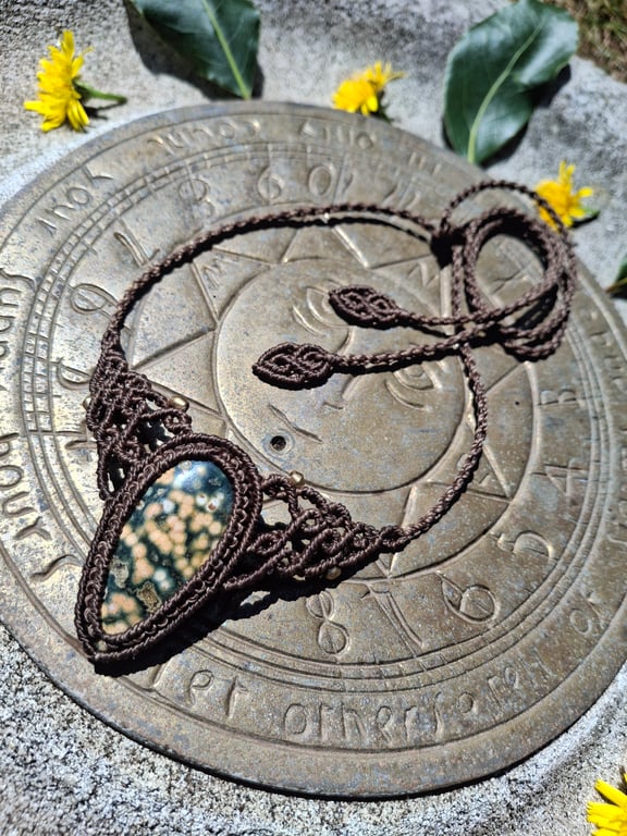 Ocean Jasper Macrame Necklace 