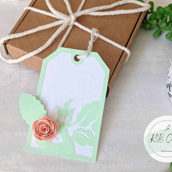 Set of 5 Rose Gift Tags, Wedding Gifting, Elegant Wrapping, Floral Labels