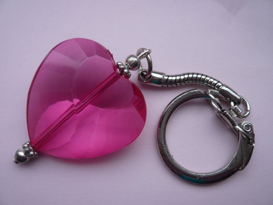 Cerise Pink Heart Keyring